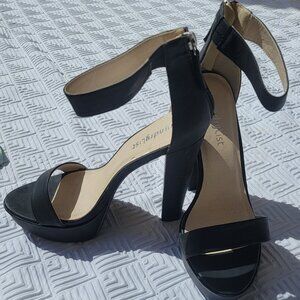 Black Platform Ankle Strap High Heels